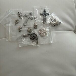 Silver & Gold Tone Religious Charms Set
